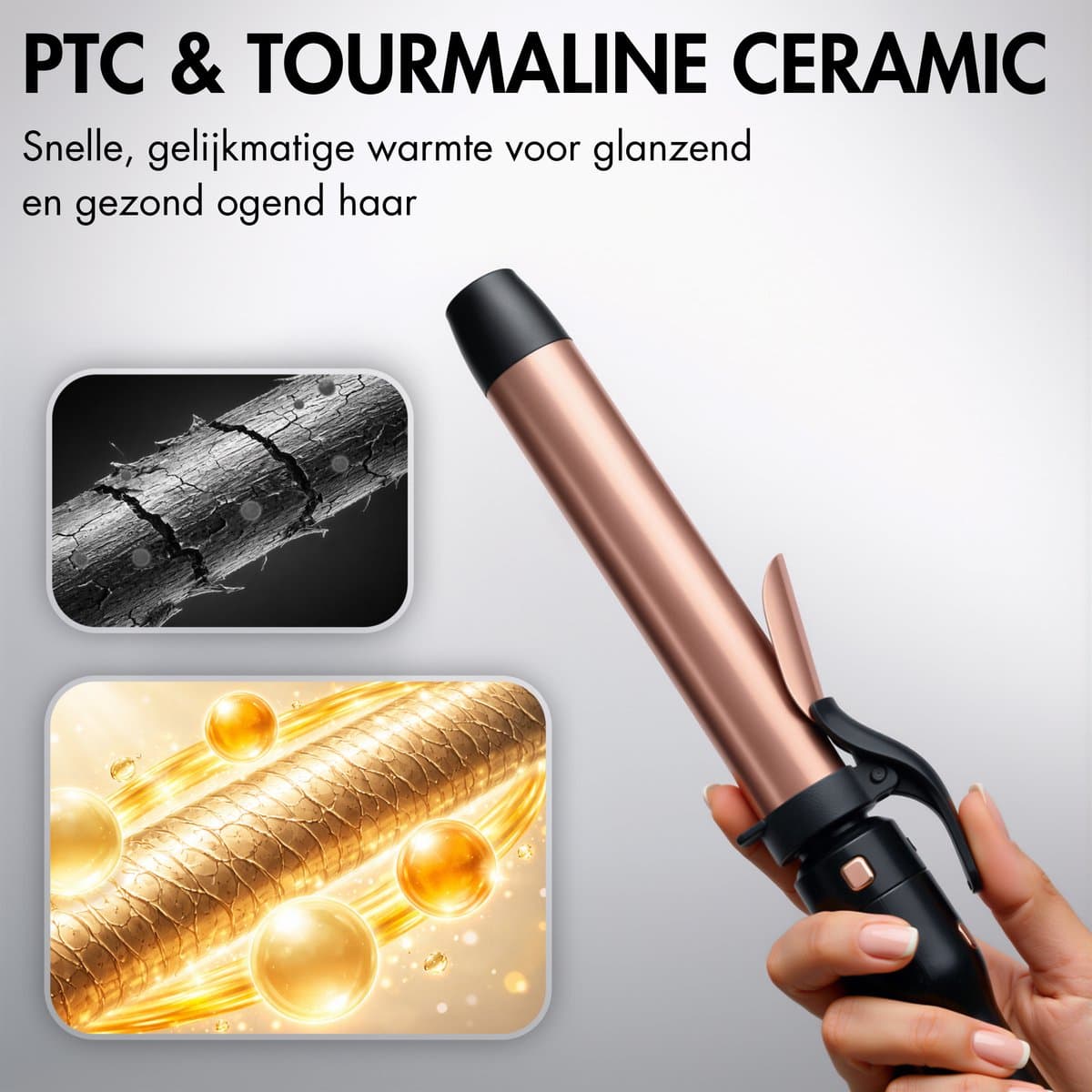 Sansbeauté® 3 in 1 Automatische Krultang met Klem - Keramische Haarkruller - 25mm tot 38mm - Beach Waves - Wavy Hair - Krultangen 33 38 mm 25 mm - Blowout Brush - Haarstyler - Hair Curler - Dunne en Dikke Crimper - Krultang Kort Haar thumbnail 7