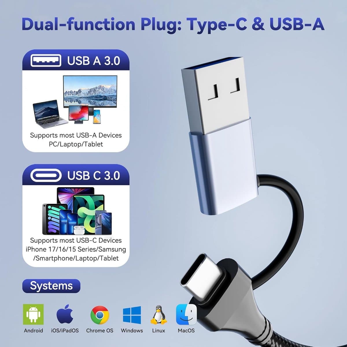 Geheugenkaartlezer - Kaartlezer USB C - Snelle Data Overdracht - 2-in-1 Aansluiting - 12.4 x 8.2 cm thumbnail 2