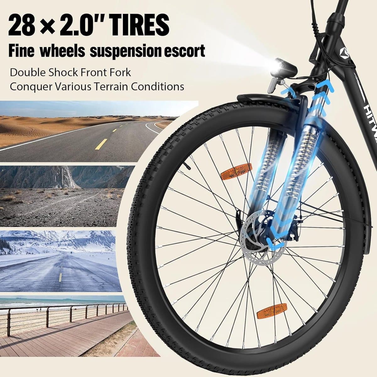 Elektrische Fiets Hitway BK31 - 28 Inch City Commuter EBike met Afneembare 36V 13Ah Lithium Batterij - Damesfiets - E-Bike met 250W Motor - IP54 Waterdicht thumbnail 2