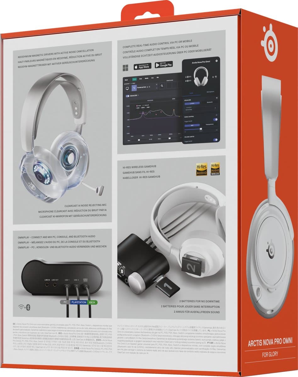 SteelSeries - Arctis Nova Pro Omni - Hi-Res Wireless Certified Gaming Headset - PC, PlayStation, Xbox & Switch - Wit thumbnail 7