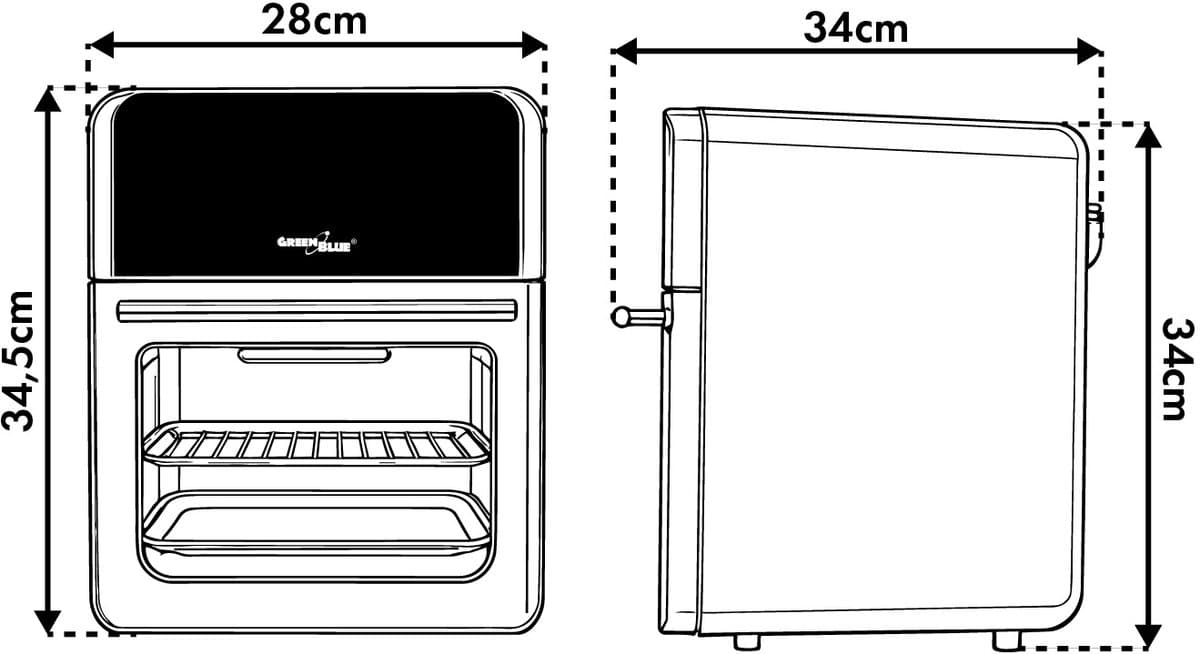 GreenBlue GB950 - AIR FRYER - Vetvrije friteuse - 1800 W - 10 l - 8 programma’s - Accessoires - Timer thumbnail 6