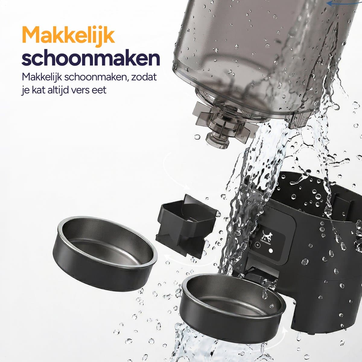 Viervoeter Feed Dual - Automatische Voerbak 7L - Kat en Hond - Voerautomaat met App & Audio - Zwart thumbnail 3