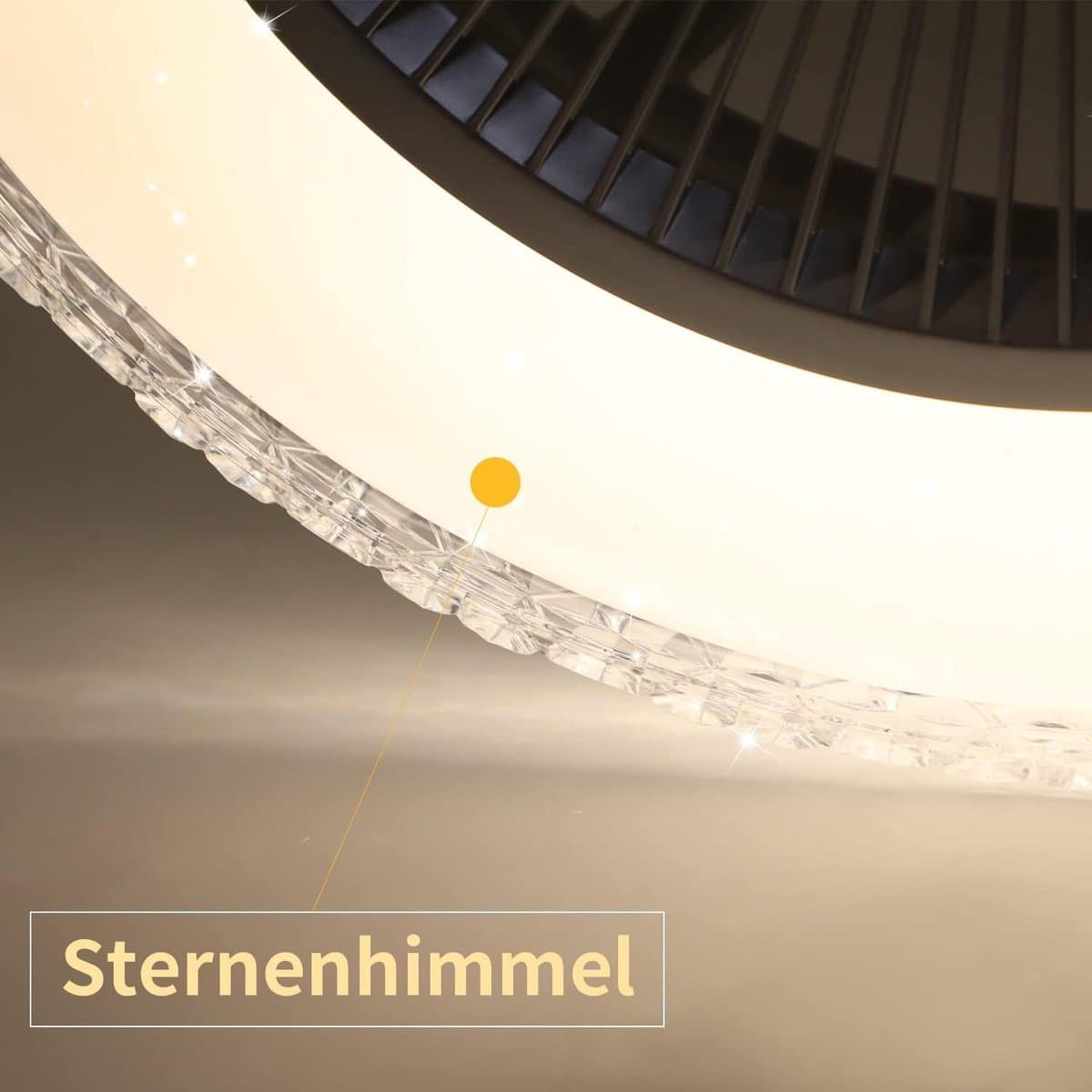 Glitzerlife-Plafond ventilator met verlichting – LED ventilator plafondlamp met afstandsbediening –Stille plafondventilator – Ø48,5 cm – dimbaar – kristal – zomer- en winterstand – voor woonkamer en slaapkamer thumbnail 3