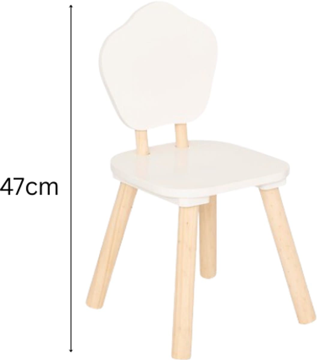 Kinderstoel - Peuter Stoeltje - Houten Stoel Kinderkamer - Kleine Kinderstoel - Set van 2 - Douceur Organic Stoel - Zelfmontage - MDF - 47 cm Hoog - Wit en Hout thumbnail 4