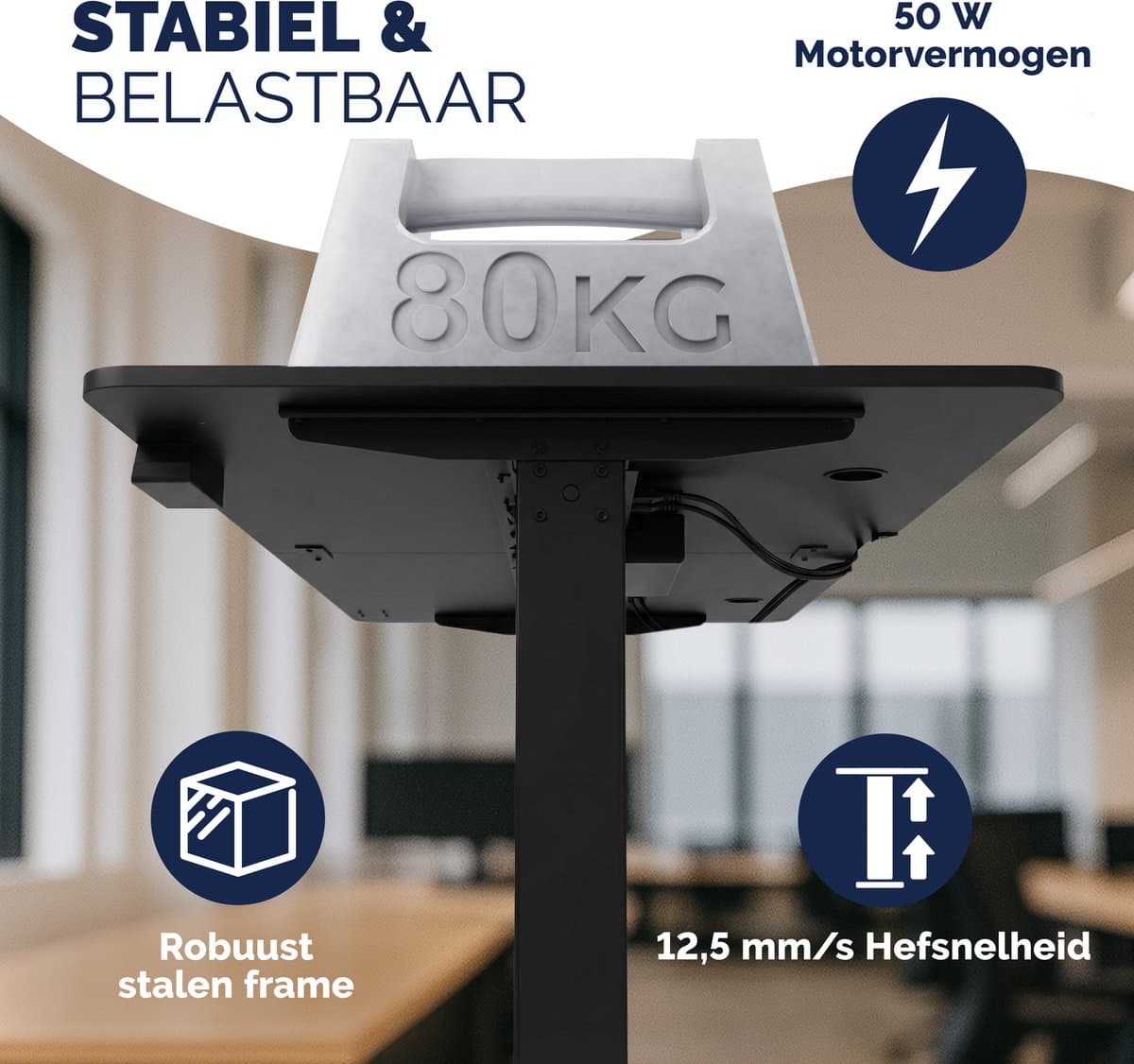 Casaria Zit sta bureau - Elektrisch Verstelbaar USB 140x60cm – Zwart thumbnail 8