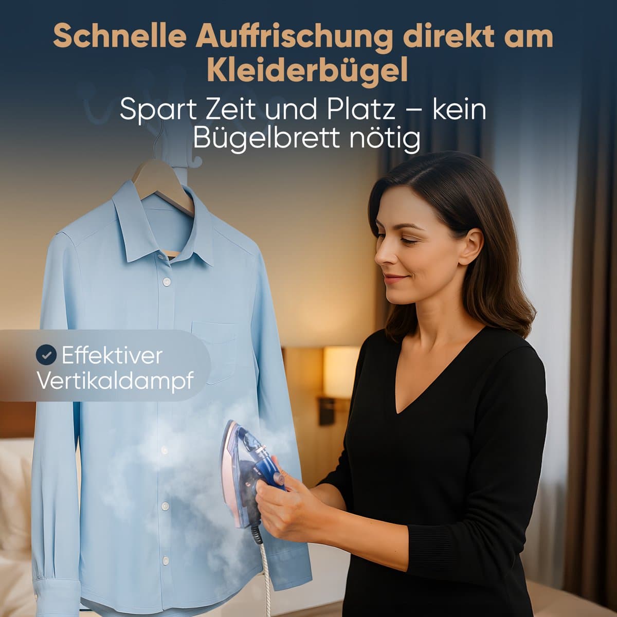 ProfiCare DB 3125 - Reisstrijkijzer - Compacte strijkijzer - Stoomfunctie - Blauw, Rose gold -800W thumbnail 2