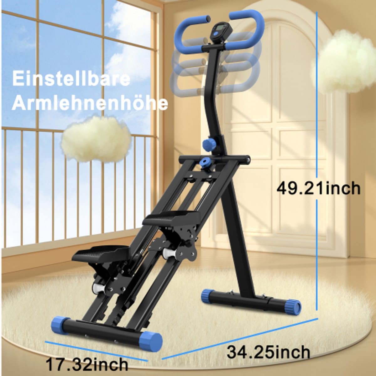 Stair Stepper - Instelbare Weerstand - Vertical Climber - Stair Stepper voor thuistraining - LED-display - Antislip-pedalen - Inklapbaar - Draagvermogen 120 kg - Blauw thumbnail 2