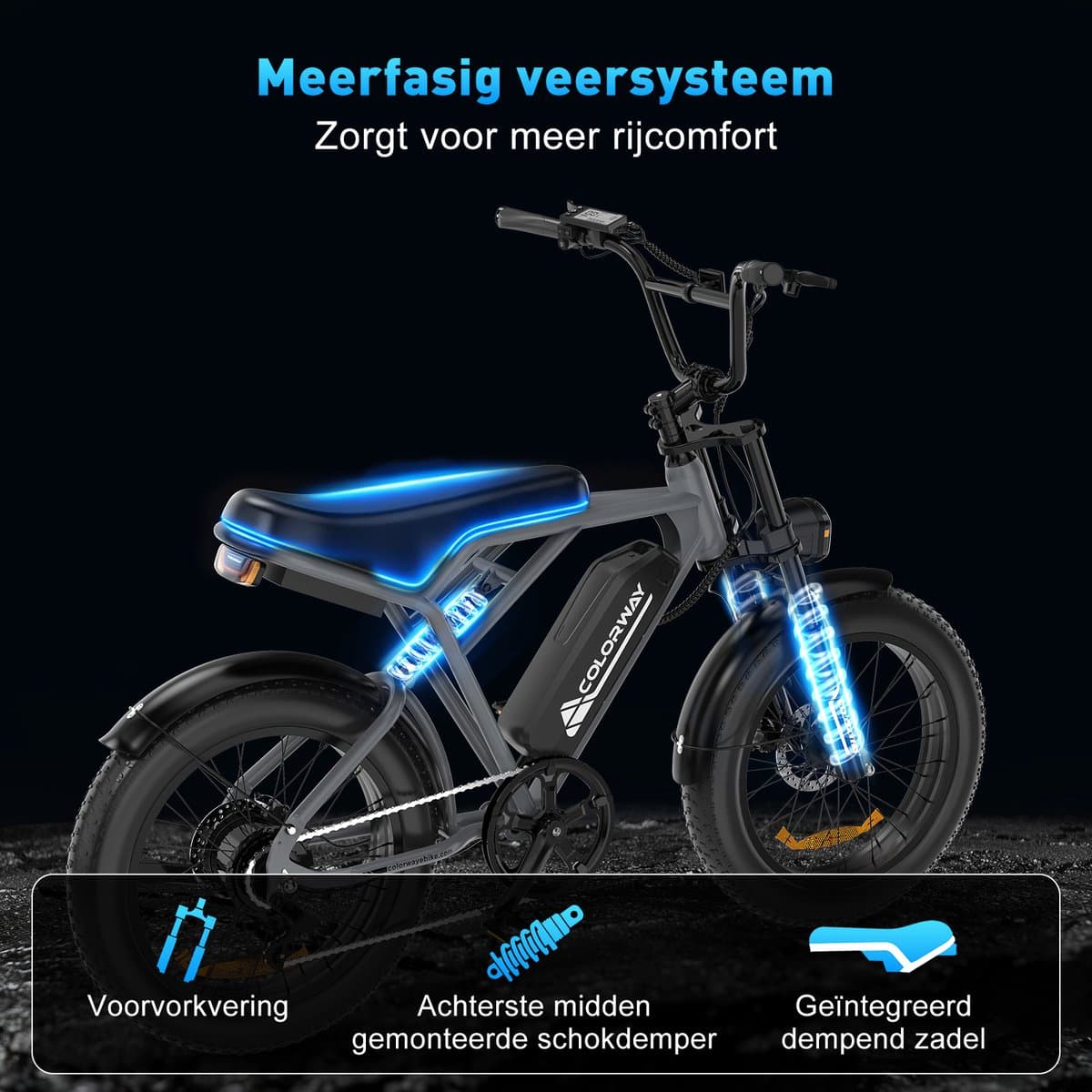 Colorway Elektrische Fiets BK29G - 20*4.0 Inch Fatbike - Mountain Snow EBike met Afneembare 36V 12Ah Lithium Batterij - City Commuter E-Bike - IP54 Waterdicht thumbnail 6