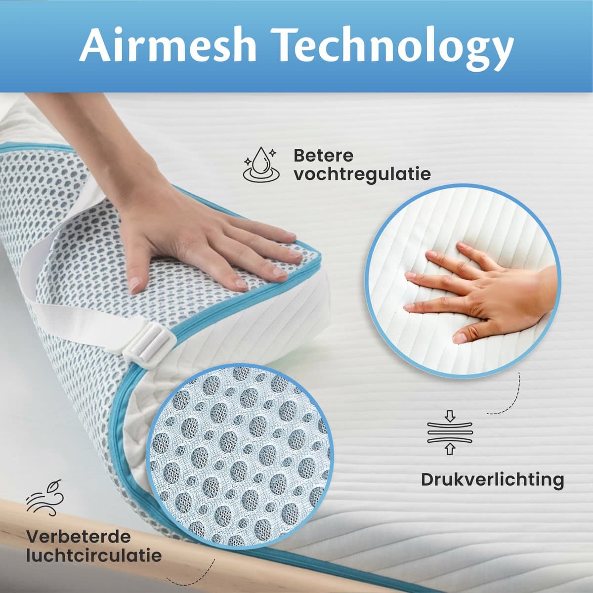 Ella Topper Matras 160x200 cm - 7CM Topdekmatras - Matrastopper Gel Infused Traagschuim & Aircell-schuim - Medium Hardheid thumbnail 8