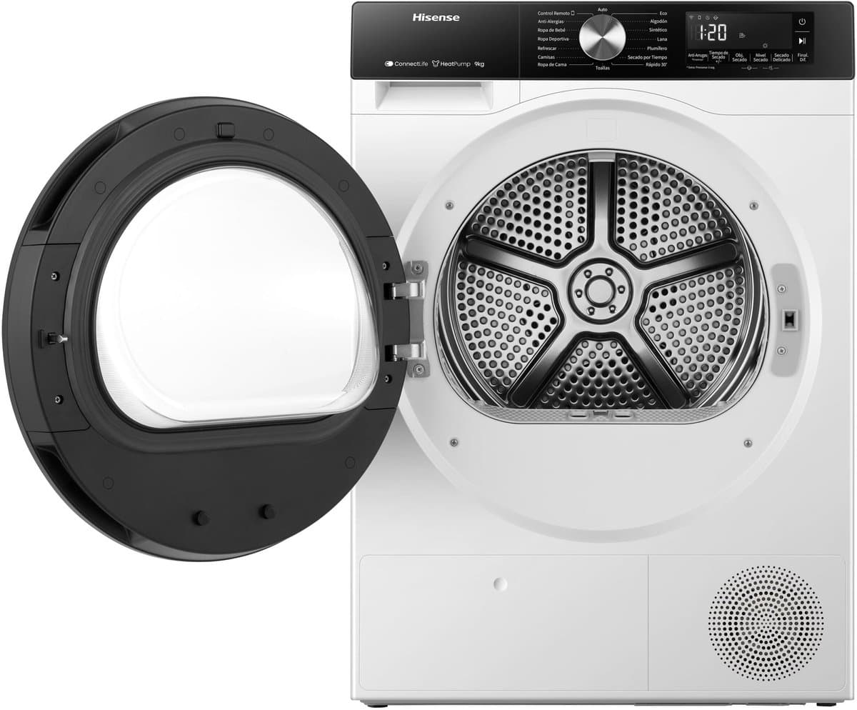 Hisense DH3S902BWCC - Condensdroger - 9 kg - Vrijstaand - Voorbelading - Warmtepomp - Wit - Draaiknop - TouchControl - 63 dB(A) - Ion Refresh - Allergy Care - Auto Dry thumbnail 4