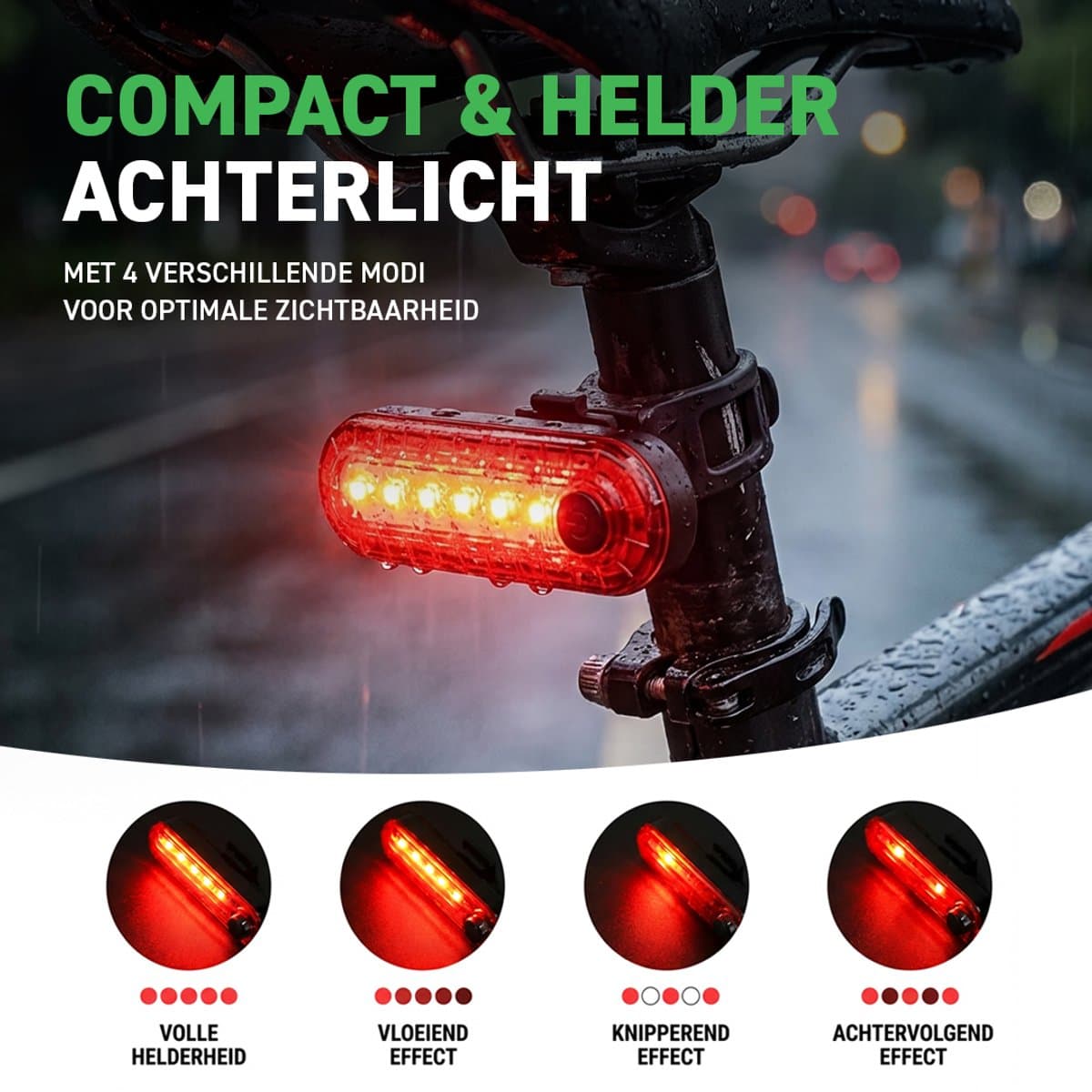 Mevon Fietsverlichting Set - 400 Lumen USB-C oplaadbaar thumbnail 4