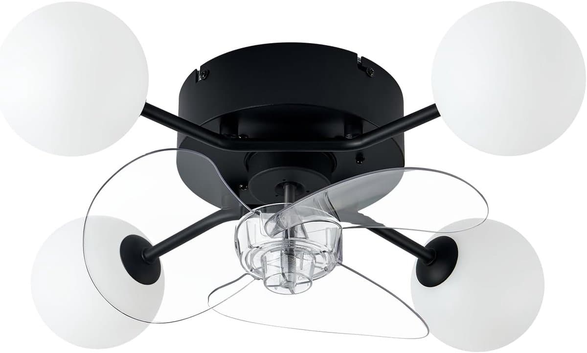 Glitzerlife - Plafond ventilator met verlichting Plafondlamp Ventilatorlamp - 4xG9 fitting - Stille plafondventilator DC motor 6 snelheden - afstandsbediening timerfunctie - modern design PC metaal - Ø50cm - wit thumbnail 3