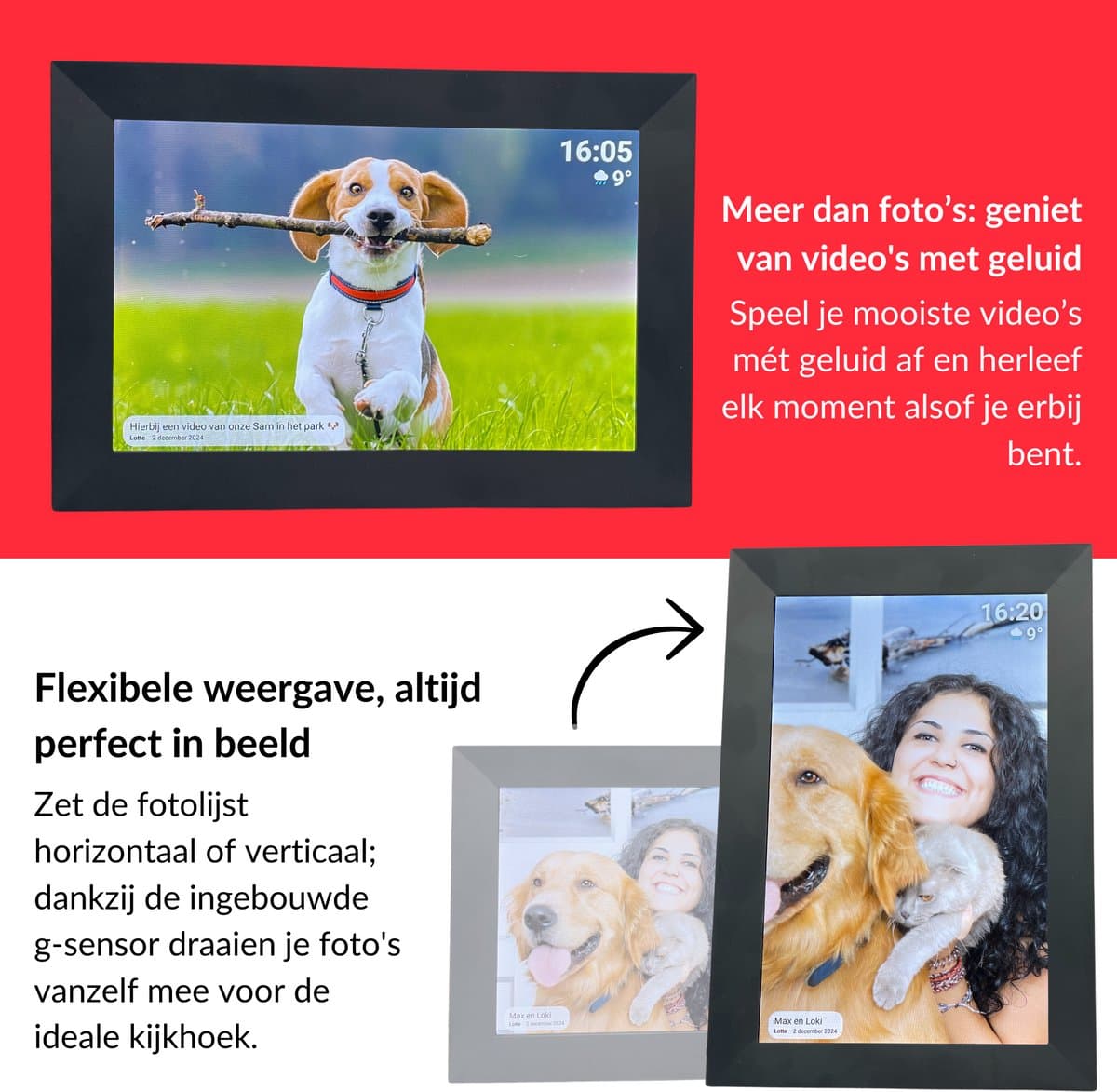UMBRION Digitale Fotolijst - Draadloos - HD - Frameo - 10.1" - 32GB thumbnail 4