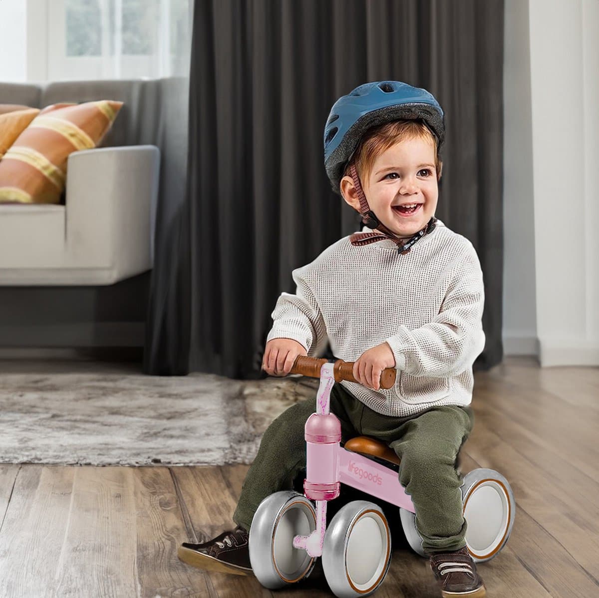 LifeGoods Loopfiets - Speelgoed Vanaf 1 jaar - Jongens en Meisjes - Kinderstep - Loopfietsje - Roze thumbnail 5