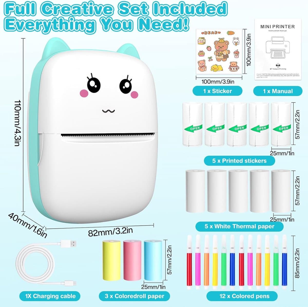 RFWR® Draagbare Bluetooth Mini Printer voor Smartphone – Thermische Printer voor Foto's, Stickers en Notities Zonder Inkt thumbnail 7