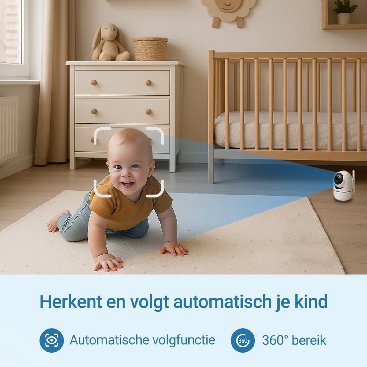 Living Needs - Babyfoon met Camera en App - Zwart - Full HD en Nachtzicht - Baby monitor met Geluids- en Bewegingsdetectie thumbnail 2