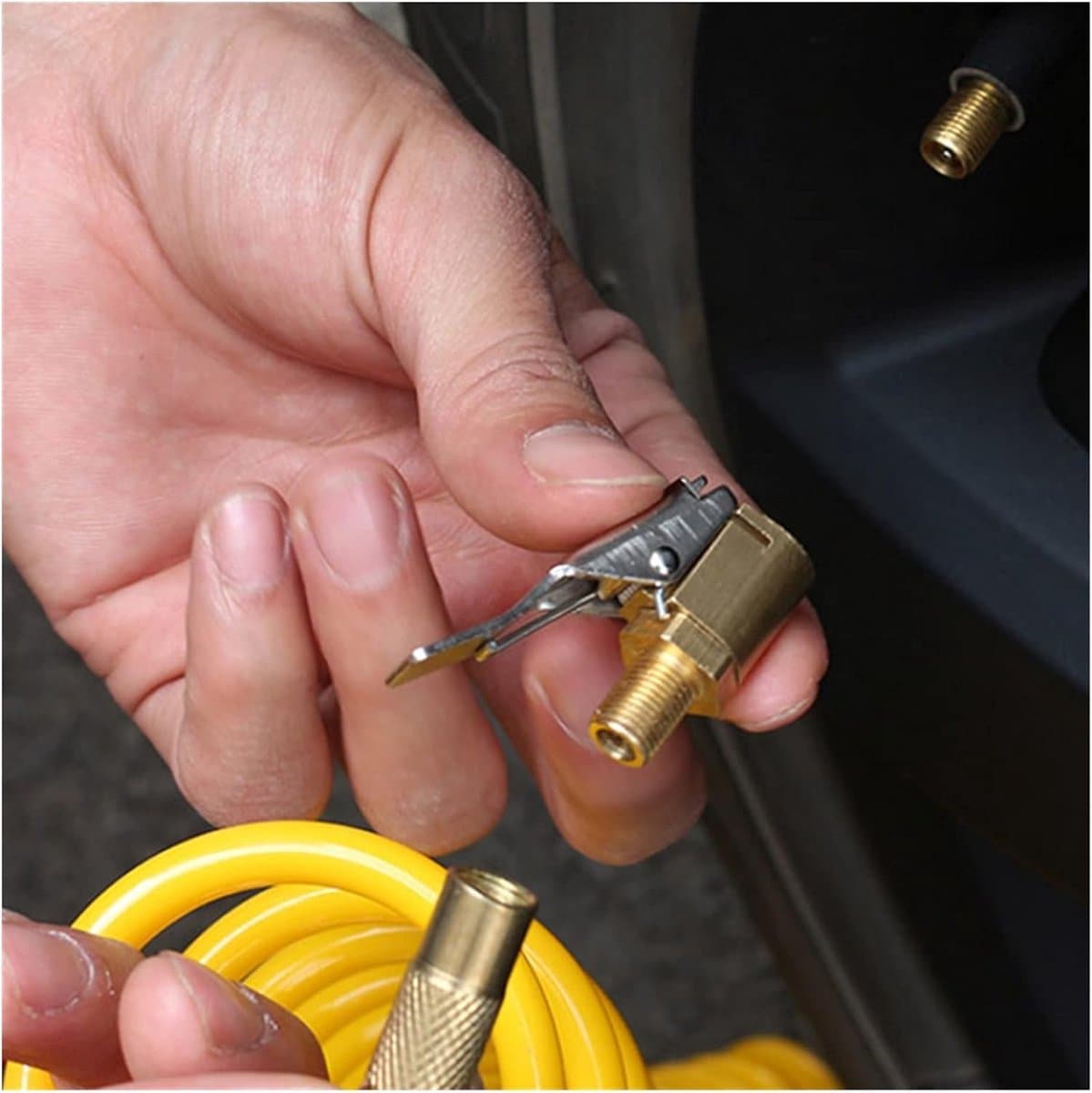 Ventiel Clip-Autoband Ventiel Pomp - Auto Messing - 8 mm - Band Oppompen - Connector - Auto Accessoire-1 stuks messing bandenventiel luchtpompclip, luchtklem bandenpomp compressor pomp verbinding vergrendelbare bandenpomp luchtklem adapter, universe thumbnail 4