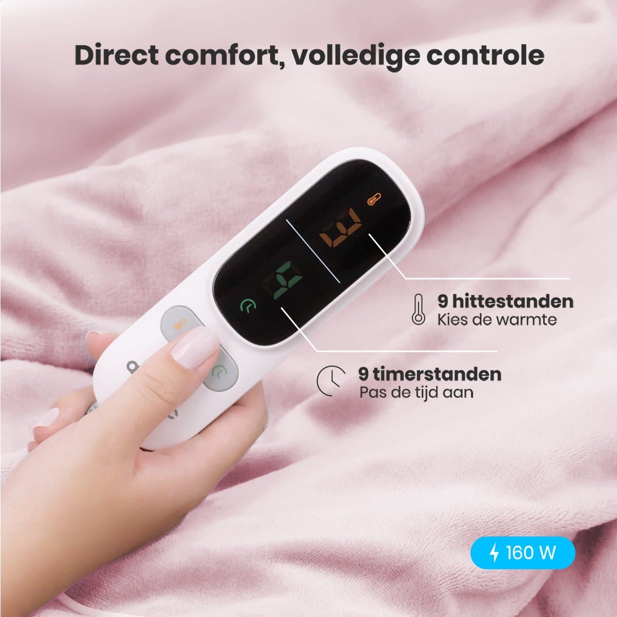 Auronic Elektrische Deken - 200 x 180 cm - 2 Persoons Warmtedeken - 9 Warmte en Timerstanden - Verwarmingsdeken - Sherpa Fleece - Roze thumbnail 3