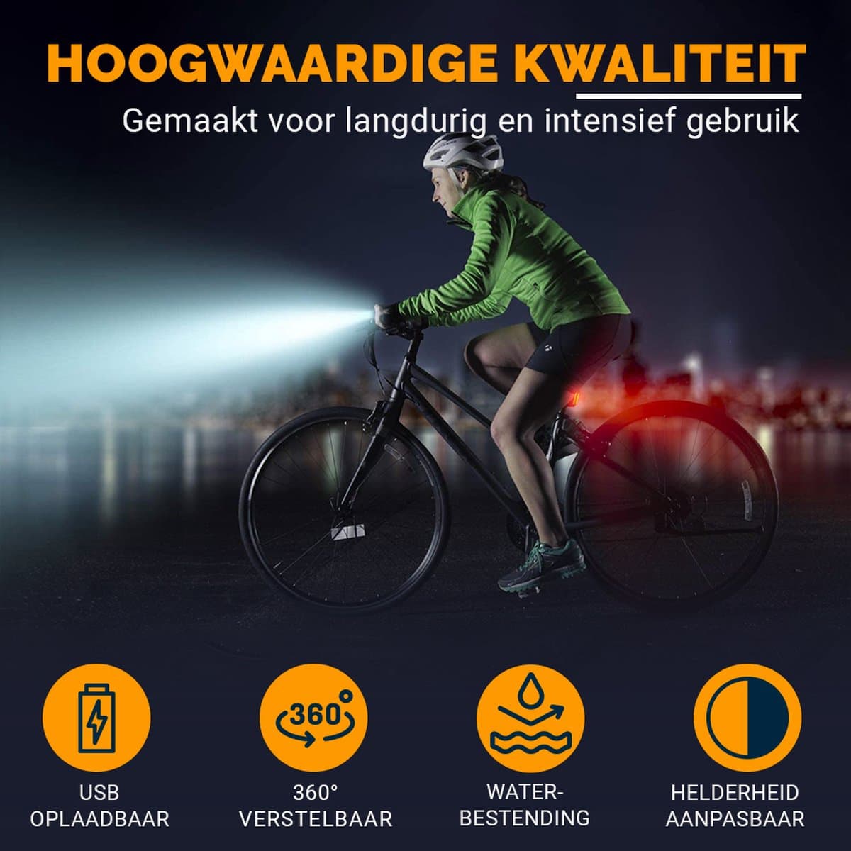 AXIMO Fietsverlichting Set 500 lumen - Fietslamp USB Oplaadbaar LED - Aluminium Voorlicht en Achterlicht - Roteerbaar voorlicht - Waterbestendig (IP65) Fietslicht - MTB & Racefiets thumbnail 7