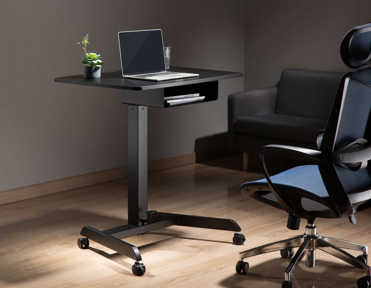 VDD Gaming - Katheder - Lessenaar - Bureau - Laptop Tafel - Zit Sta Bureau - Verrijdbaar - Workstation - Laptop Standaard - Laptoptafel - Bijzet Tafel op Wielen - Zwart - In hoogte verstelbaar - Maximale hoogte 113 cm - Bureaublad - 80 x 58 cm thumbnail 4