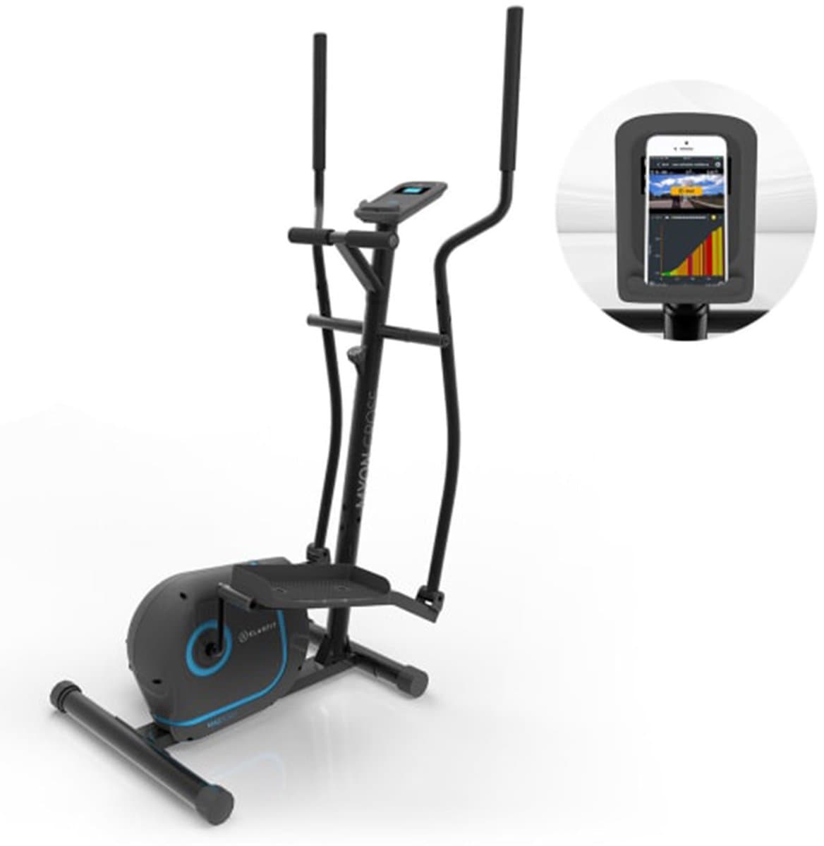 Kraftfit Crosstrainer, Stepper voor thuis, Stille hometrainer, Fitnessapparaat voor thuis, Hometrainer, Elliptische trainer met 12kg vliegwielmassa, Weerstand in 8 standen, Tablethouder, Pianozwart