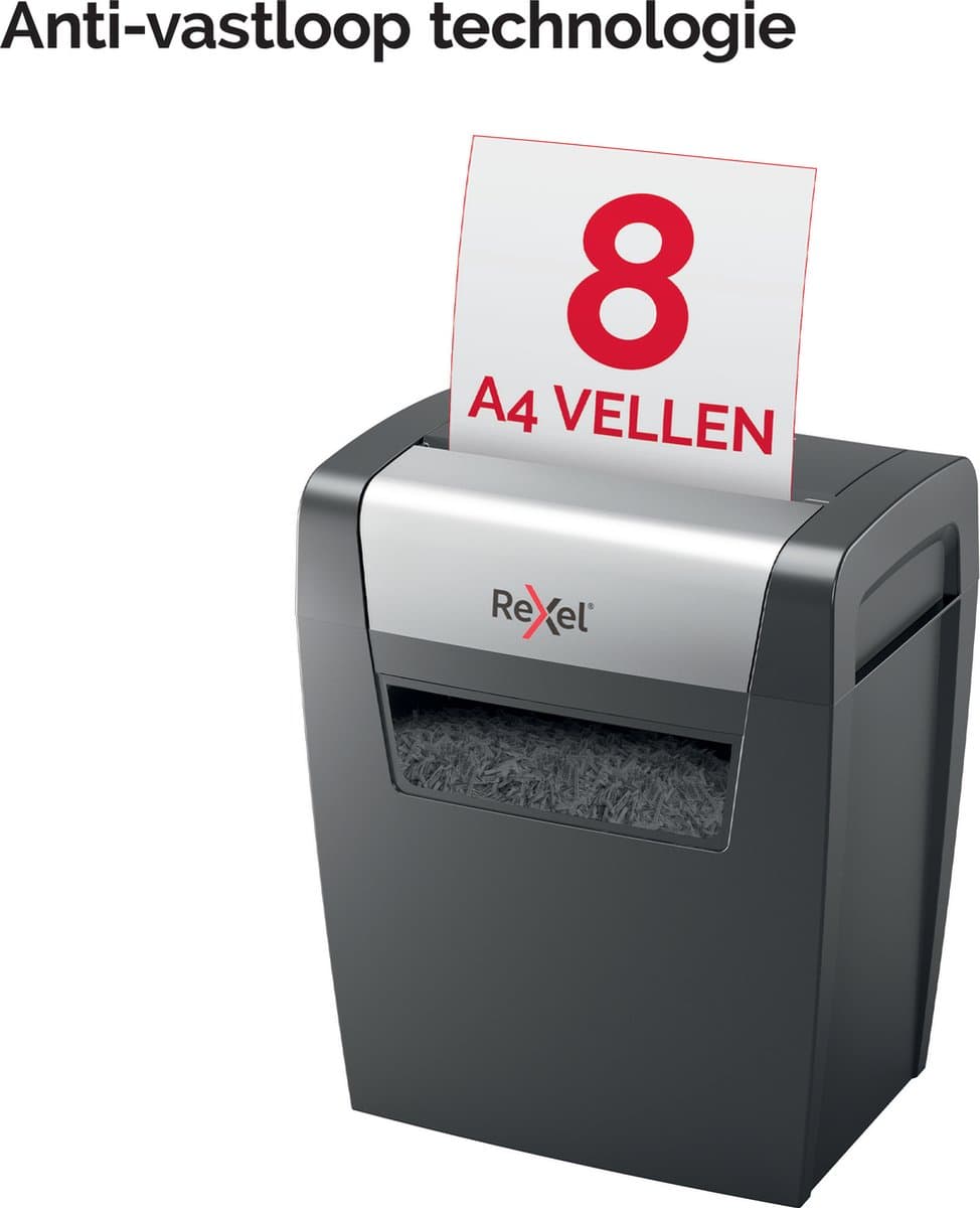 Rexel Momentum X308 Papierversnipperaar - P3 Cross Cut Snippers - Tot 8 Vel - 15L - Zwart thumbnail 4