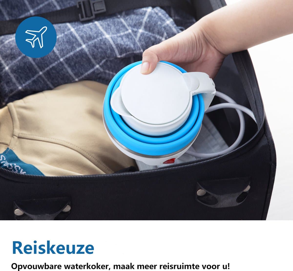 Aigostar Opvouwbare Mini Waterkoker 0,6L – Reis & Camping, Dual Voltage, BPA-vrij thumbnail 7