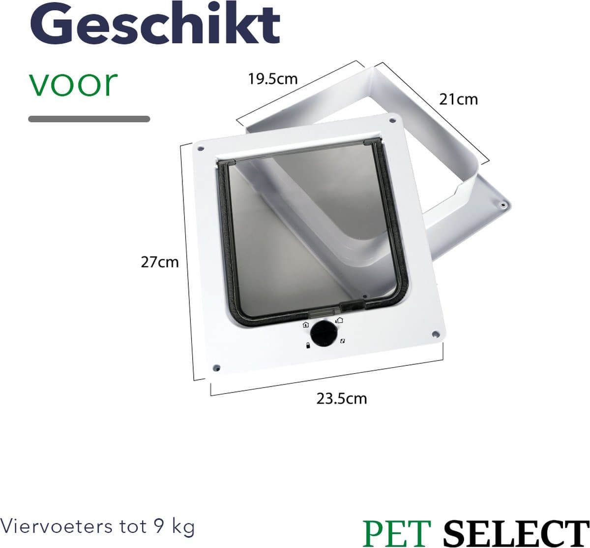 Kattenluik Wit met Tunnel – 4 Vergrendelingsstanden – Weerbestendig - Maat L thumbnail 2