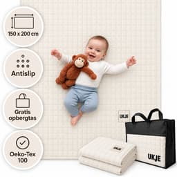 Productfoto van Ukje Speelmat Baby - Speelkleed Baby - Antislip - Met Gratis Tas - Speeltapijt - 150 bij 200 cm - Playmat - Babygym - Opvouwbaar - Oeko-Tex Gecertificeerd - Elegant Mist