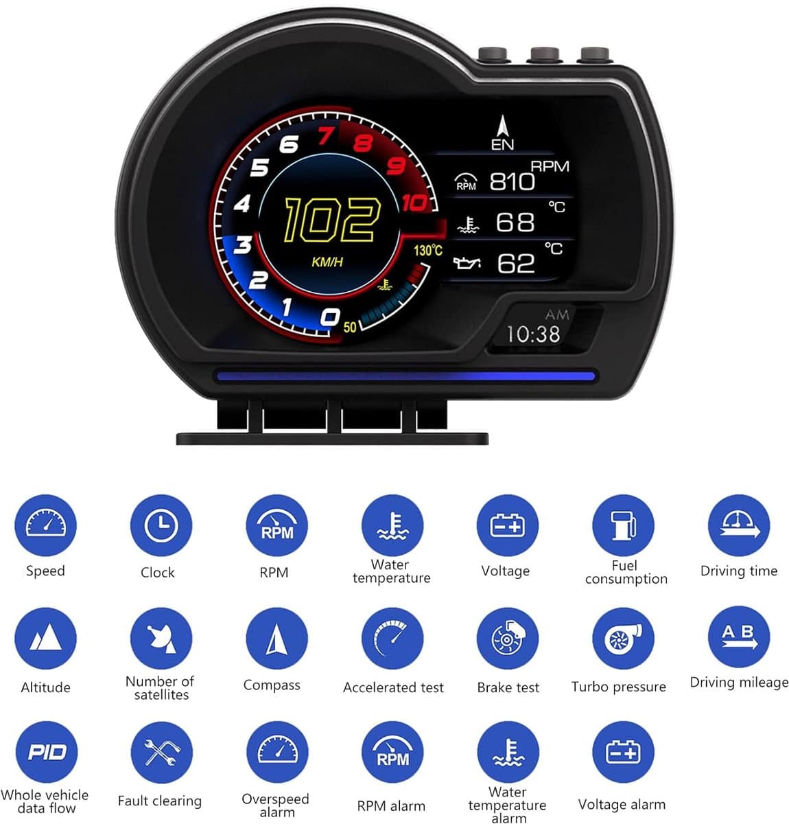 WiiYii Head Up Display P6 - OBD2/GPS - Universeel thumbnail 4