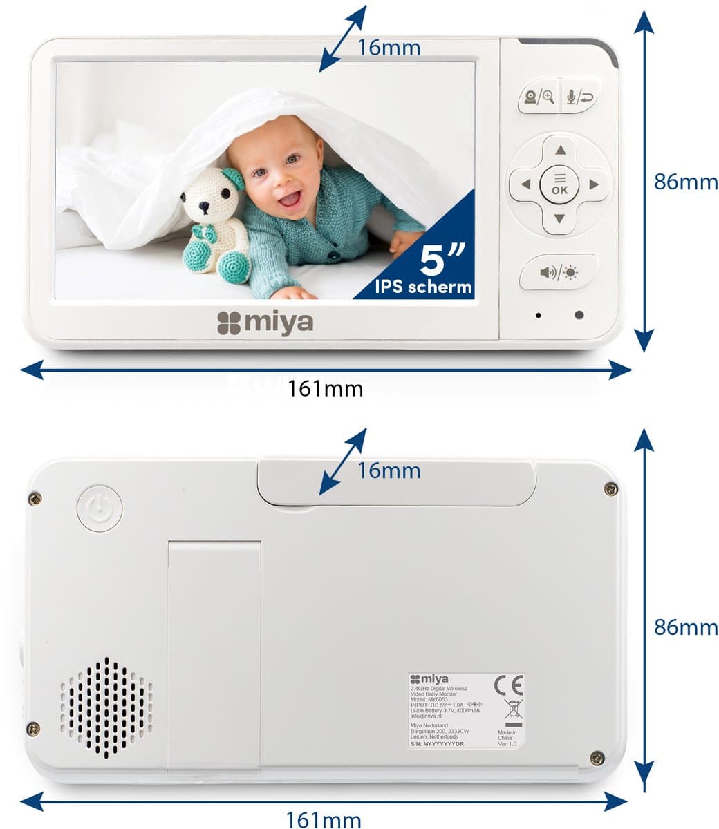 Miya M53 Babyfoon met camera - Op afstand bestuurbaar - 5 inch IPS scherm - Baby monitor thumbnail 5