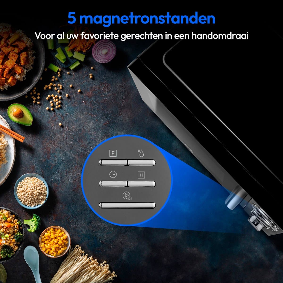MEDION 3-in-1 magnetron met grill- en heteluchtfunctie (23 liter, 900 watt, 1.000 watt grill, 1.680 watt hetelucht, 10 automatische programma's, ontdooifunctie, display, MD11493) zwart thumbnail 4
