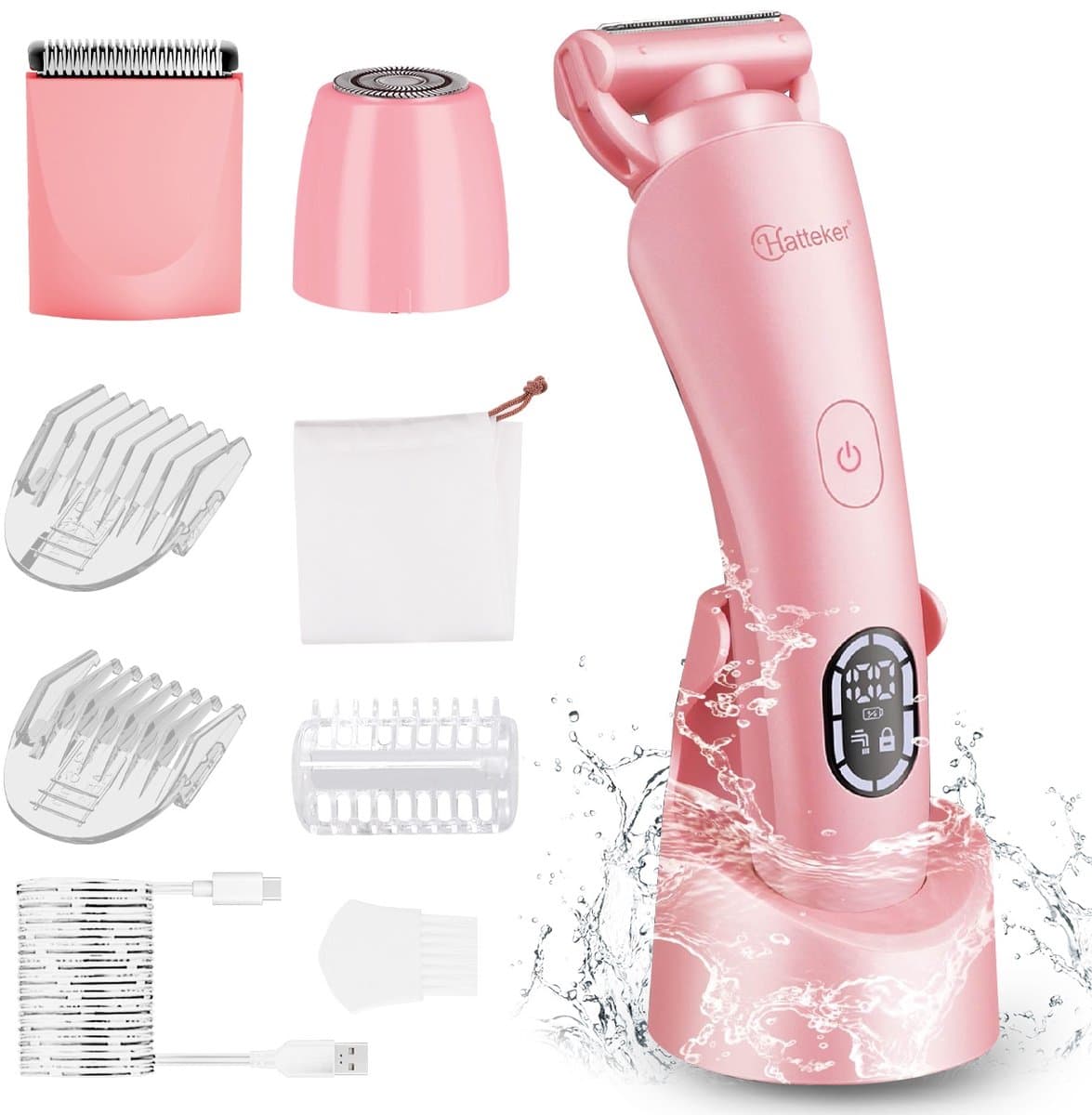 Hatteker 3-in-1 Ladyshave voor Vrouwen – Dames Scheerapparaat – Epileerapparaat – Trimmer voor Benen, Bikinilijn en Oksels – Epilator – Waterdicht IPX7 – Roze thumbnail 2
