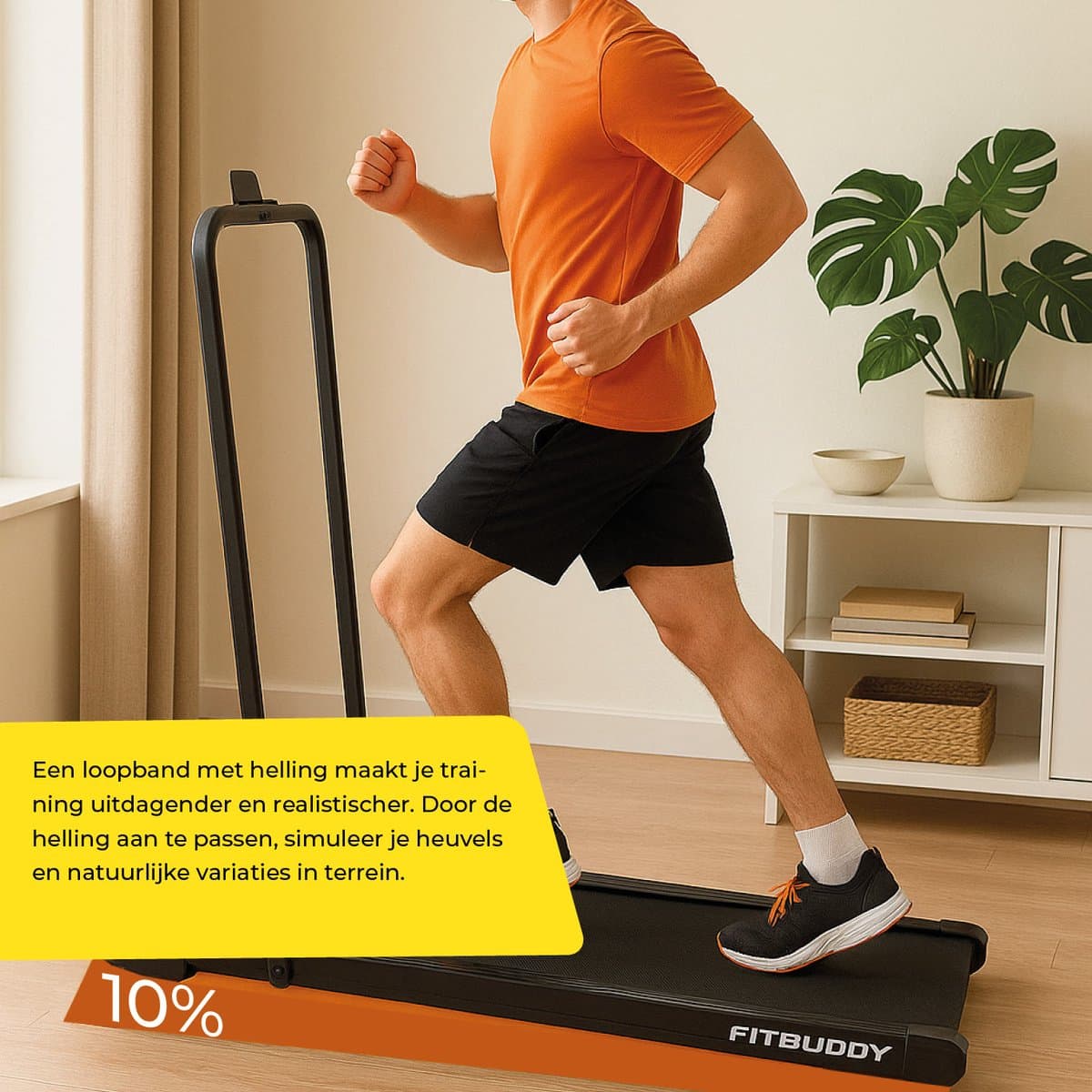 Fitbuddy XM-U1 Loopband voor Thuisgebruik – Compacte Walking Treadmill met Handmatig Verstelbare 10% Helling, LED Display & Afstandsbediening thumbnail 3