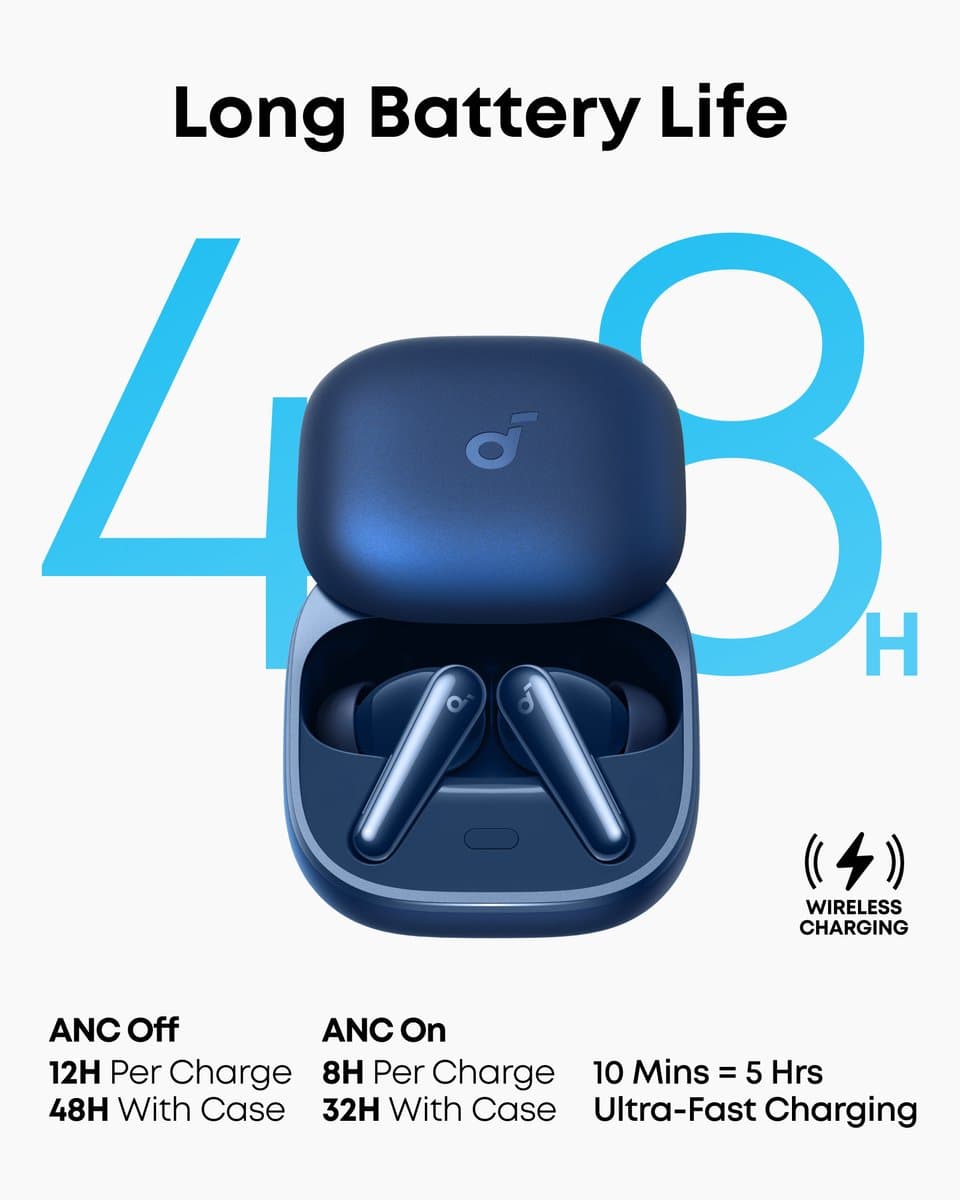 soundcore Liberty 5 by Anker - Draadloze oordoppen met noise-cancelling - 2x sterkere stemonderdrukking - Realtime adaptieve noise canceling - Snelladen - Dolby Audio - Heldere gesprekken met 6 microfoons en AI - Lange batterijduur thumbnail 4