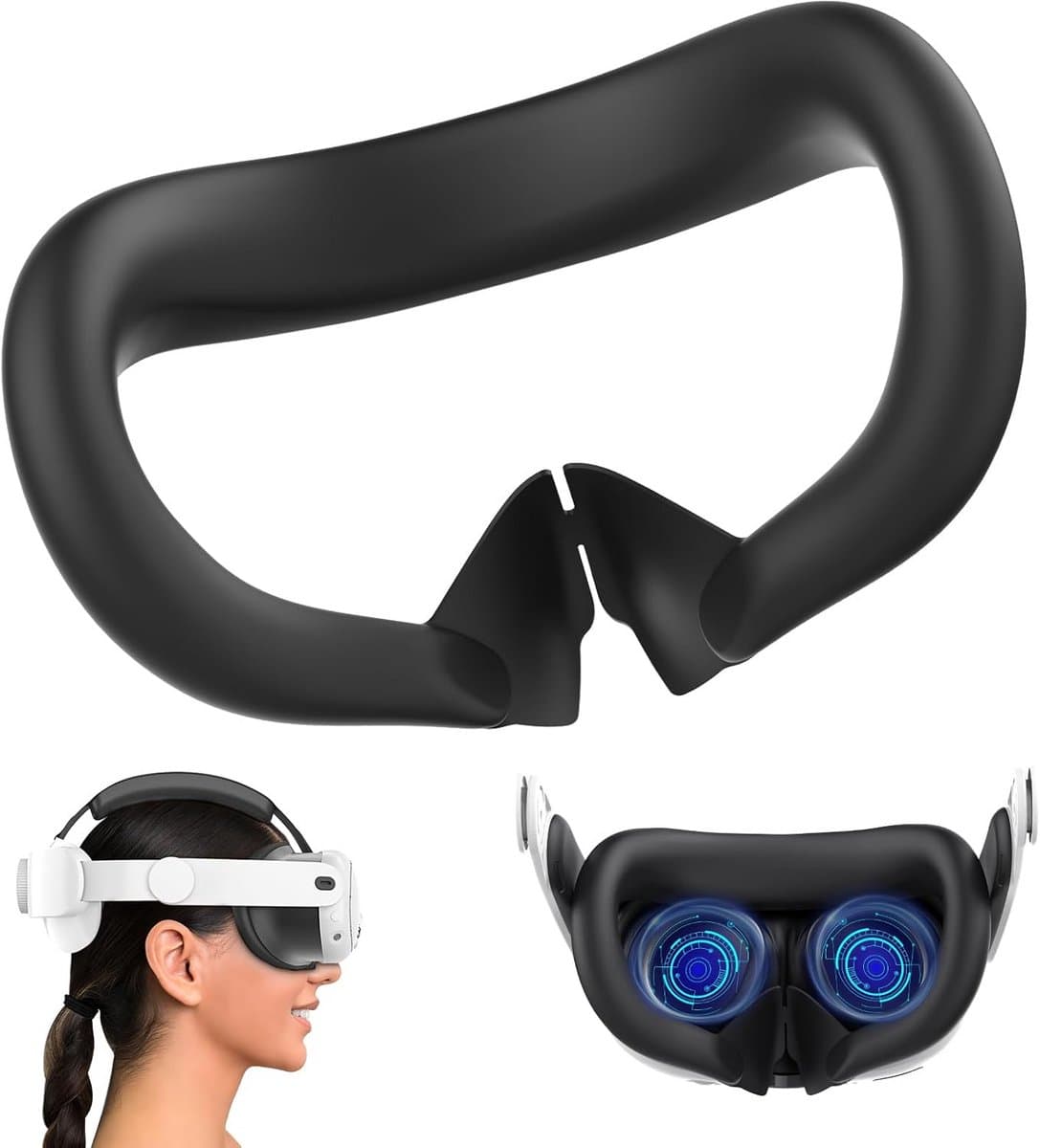 Siliconen Oogmasker voor VR, Zweetbestendig en Lichtdicht, Comfortabel VR-accessoire voor Meta Quest 3 (Zwart)