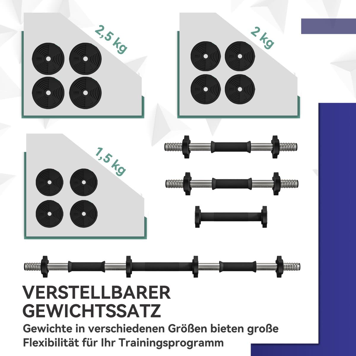 SPORTNOW 25kg 2-in-1 halter set met verstelbare gewichten thumbnail 5