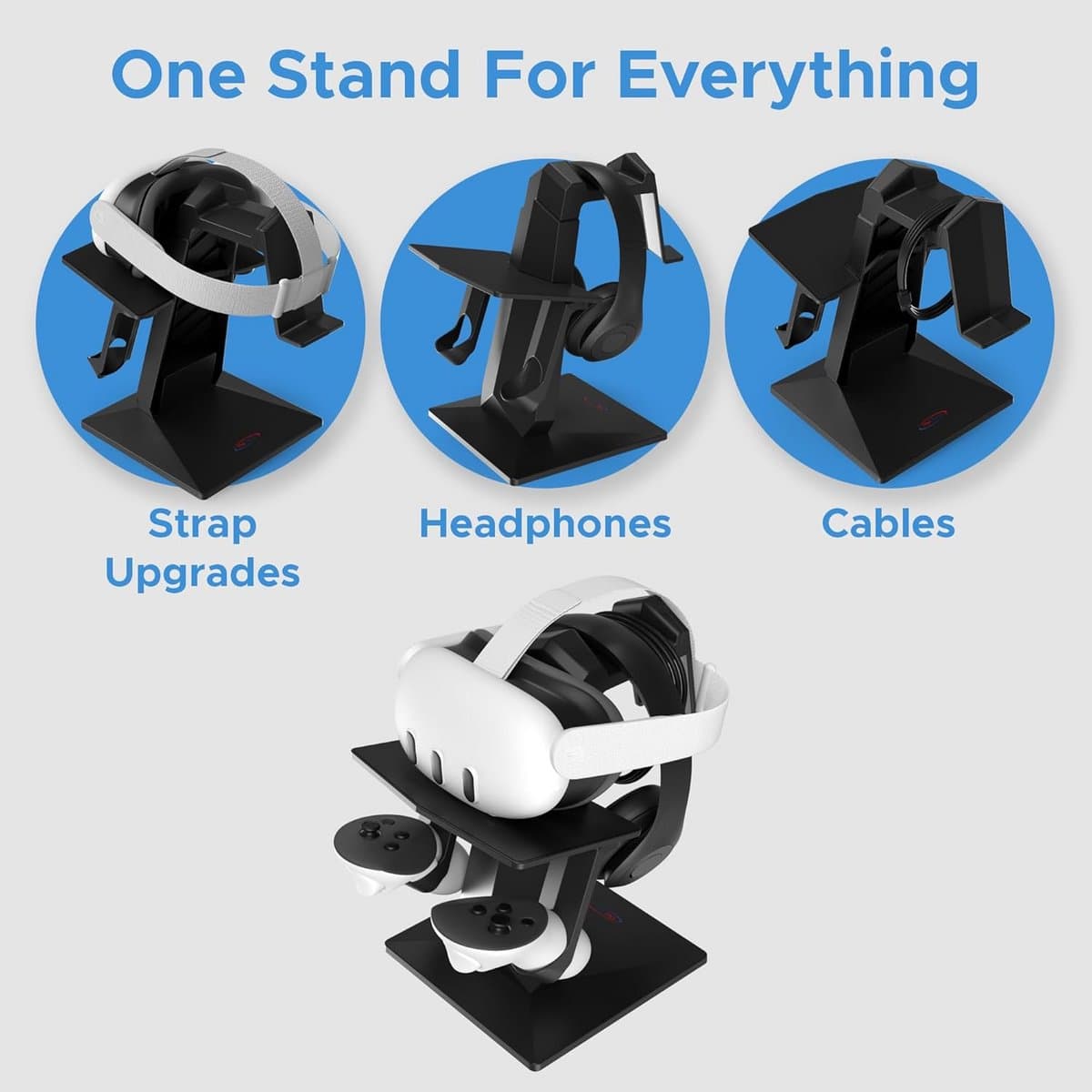VR Headset Standaard voor Meta Quest en Oculus Quest - Oplaadbare Opbergstandaard - Zwart thumbnail 2