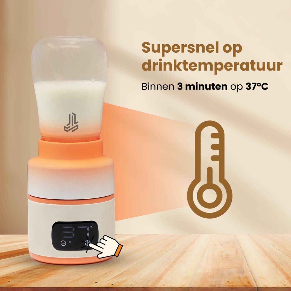 2-1 Flessenwarmer Baby - 2/5 min warm- 500ML–Flessenwarmer voor onderweg–Thermosfles – USB-C Oplaadbaar Trennety® ThermiGo™ thumbnail 2