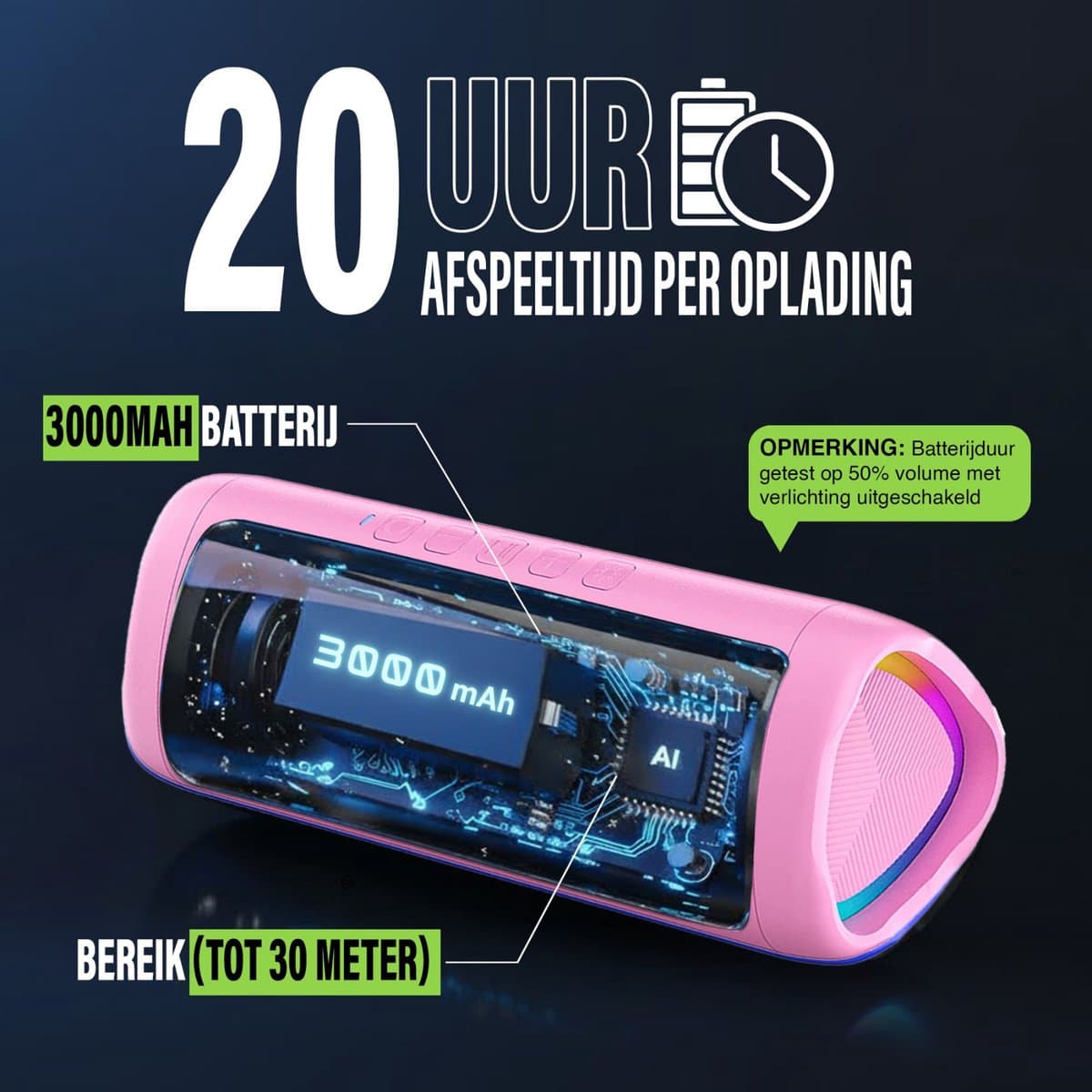 Muring Muring Bluetooth Speaker: 15W stereo, 20 uur batterij, IPX5 thumbnail 2