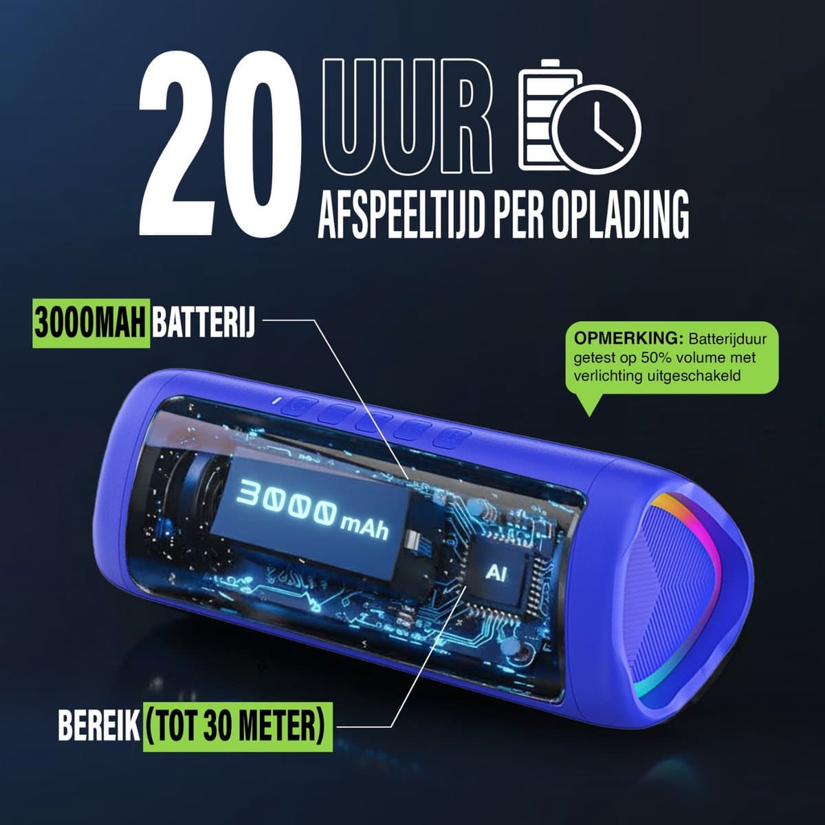 Muring Muring Bluetooth Speaker: 15W stereo, 20 uur, IPX5, TWS thumbnail 4
