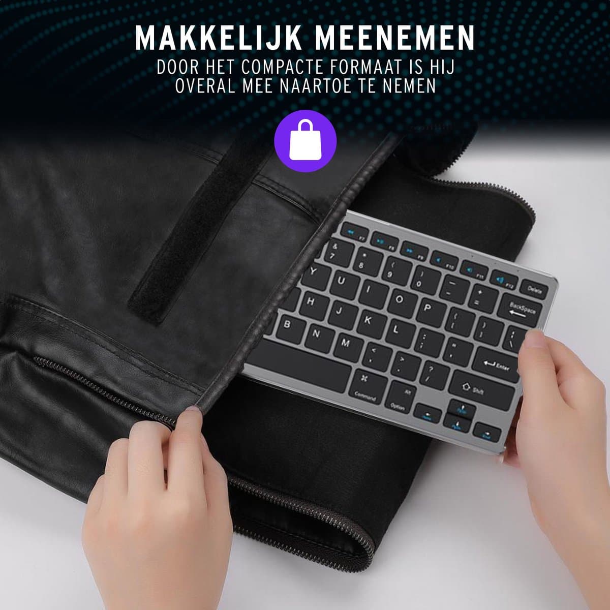 Draadloos Bluetooth toetsenbord QWERTY - Verbind 3 Apparaten Tegelijk - Space grey thumbnail 4