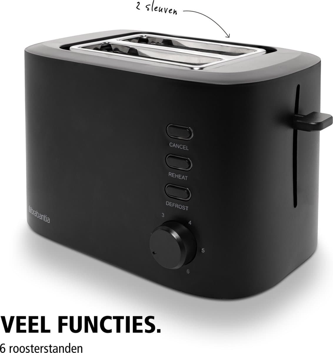 Brabantia Broodrooster - 980 Watt - 6 Roosterstanden - Toaster met Snoeropbergruimte - BBEK1027 thumbnail 6