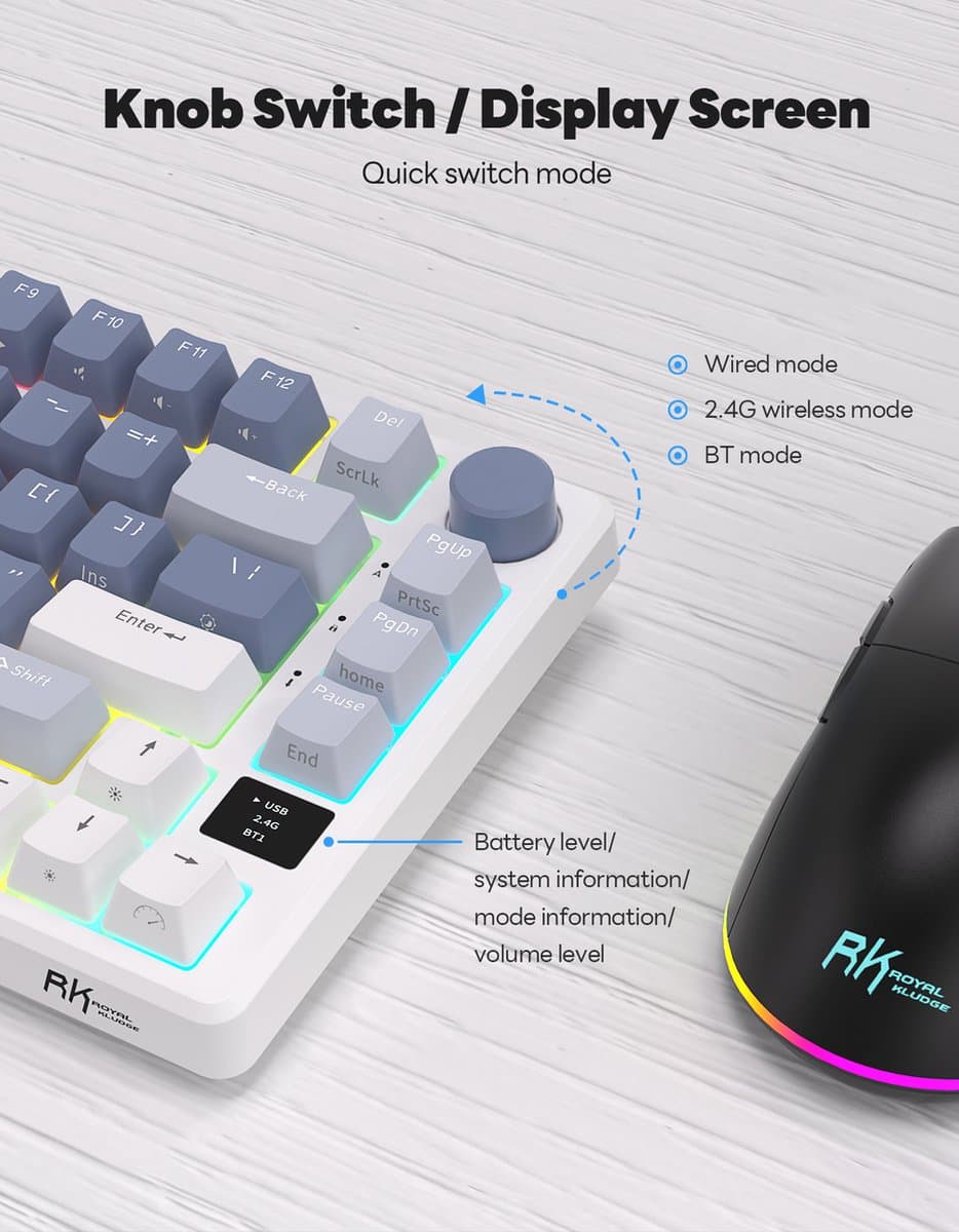 Royal Kludge RKM75 - Compact gamingtoetsenbord met display thumbnail 6