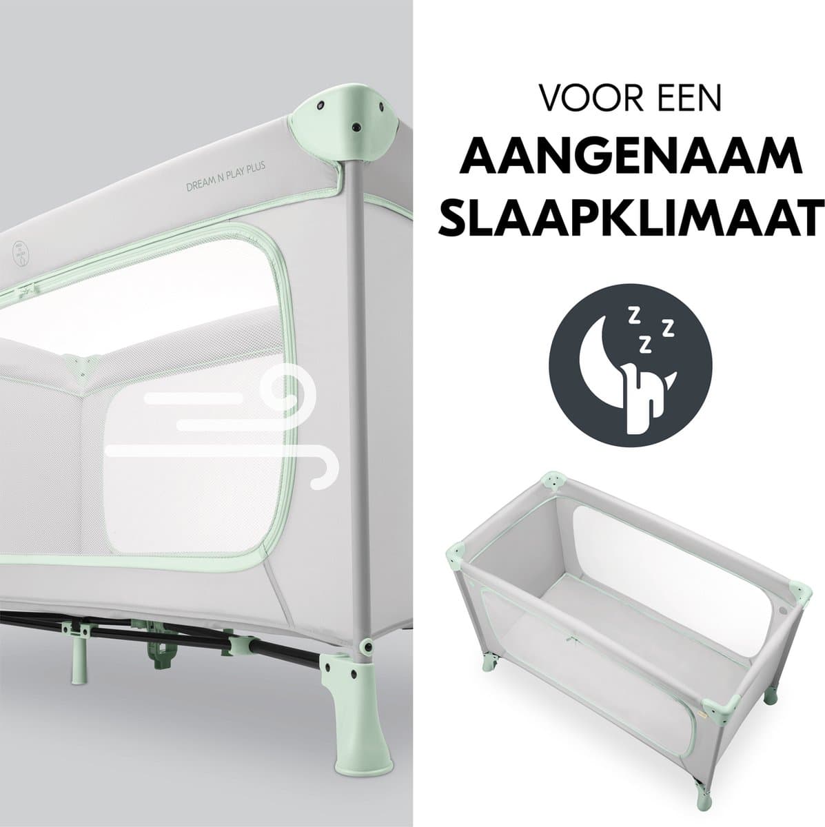 Hauck Dream N Play Plus - Campingbedje - Extra grote doorgang - Dusty Mint thumbnail 3
