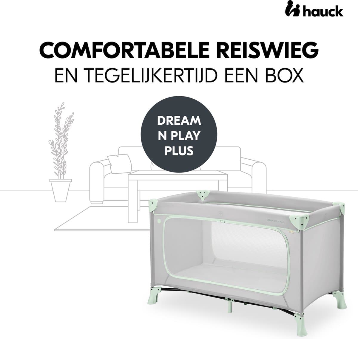 Hauck Dream N Play Plus - Campingbedje - Extra grote doorgang - Dusty Mint thumbnail 7