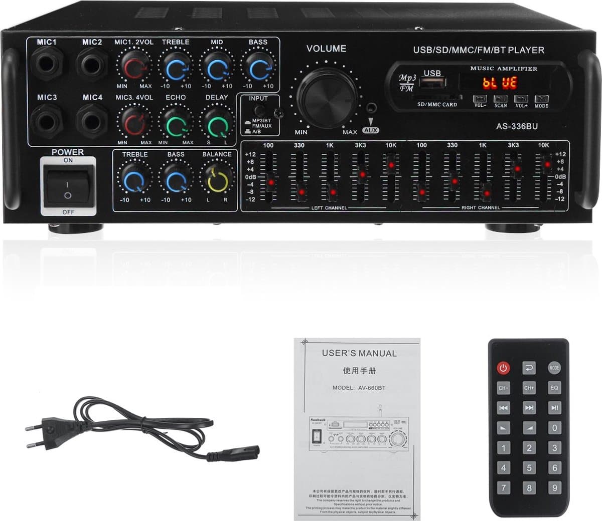 Amplifier AS-336BU 2000W HiFi Versterker thumbnail 3