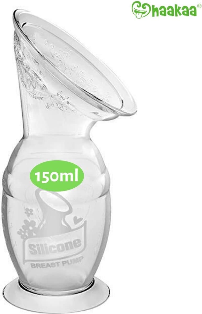 HAAKAA - Siliconen Borstkolf - 150ml + Witte Bloem - Borstvoeding - Lekschaal thumbnail 4