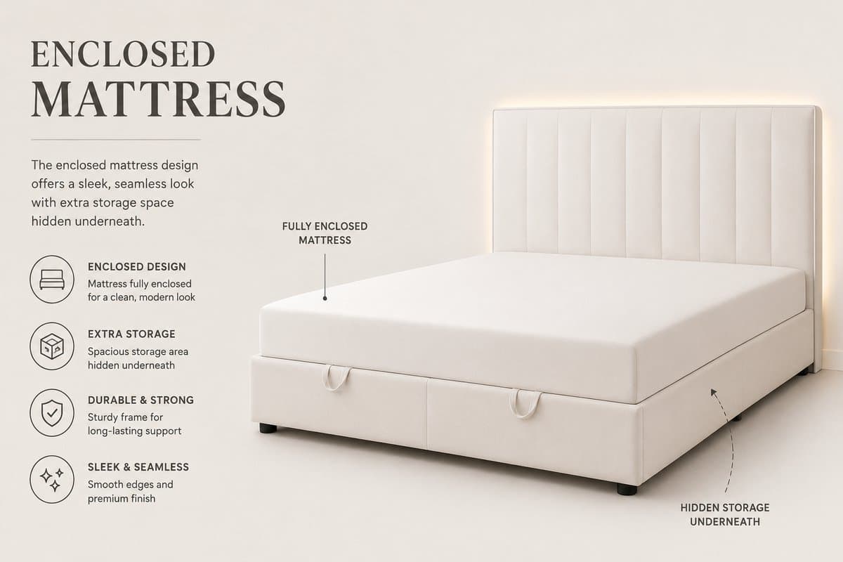 Luxe Boxspring 180x200 cm met Opbergruimte en Matras – Wit – Tweepersoonsbed met Hoofdbord thumbnail 5
