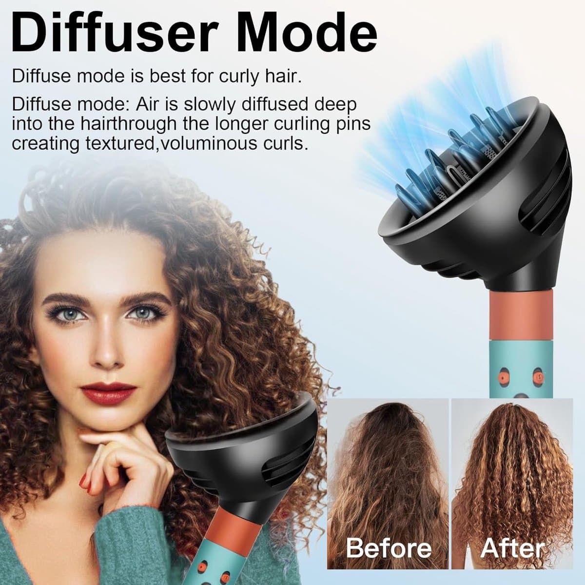 SnelShoppen - Diffuser opzetstukken voor haardroger, golven en krullen diffuser voor Dyson Airwrap HS05 HS01 HS08, omvormbaar stylingaccessoire voor t thumbnail 6